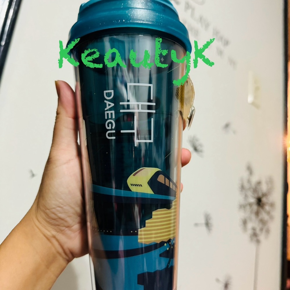 Blue Daegu Starbucks Elma 16 oz cold hot cup nwt Korea